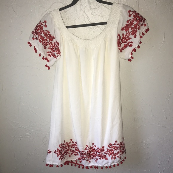 🧡 3/$25 Off The Shoulder Pom Pom Embroidery Dress - Picture 5 of 5